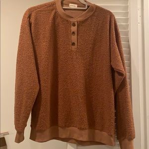 DONNI mini sherpa henley sweatshirt